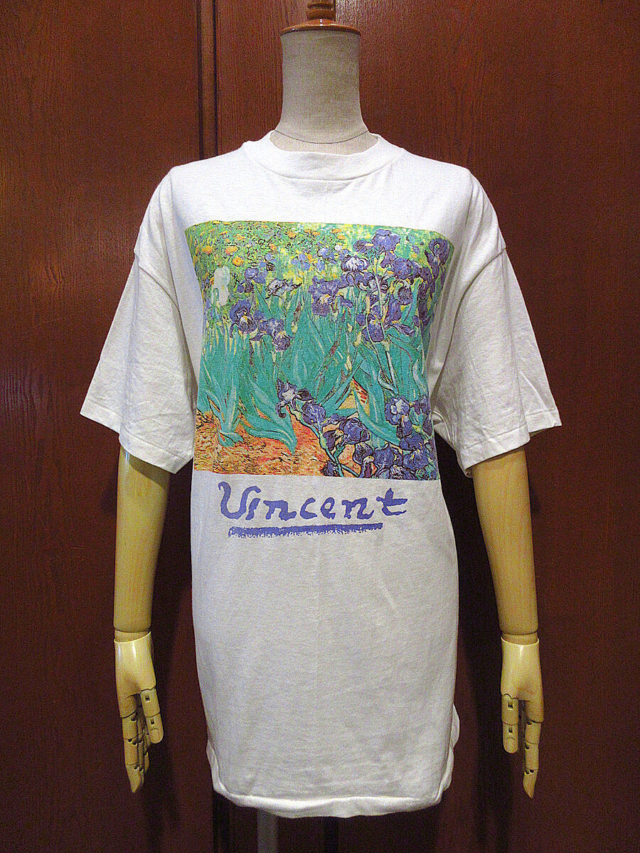 90s Van Gogh  アート　Tシャツ　モナリザ　ゴッホ　総柄