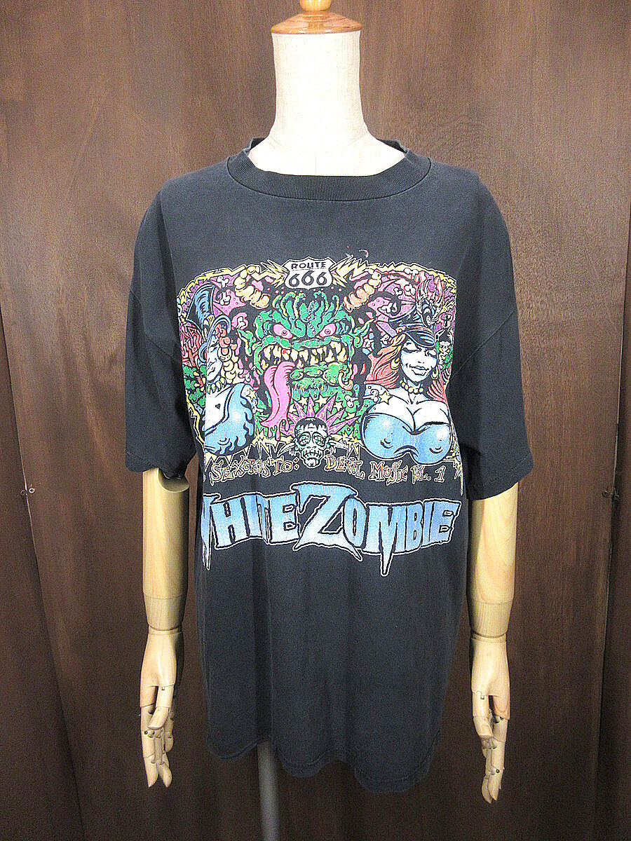 ビンテージ90's○WHITE ZOMBIE 1992年ワールドツアーTシャツ黒○230726...