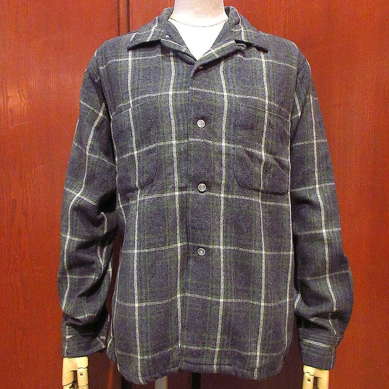 り*る様 50s 60s 70s チェックシャツ　ウール　ビンテージ　開襟　ネル り*る様 50s 60s 70s チェックシャツ ウール ビンテージ 開襟 ネル