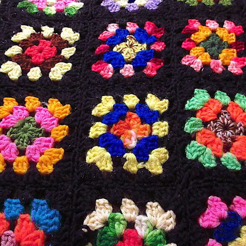 ビンテージ○かぎ針編みブランケットsize約183cm ×約157cm○231215c7-bl