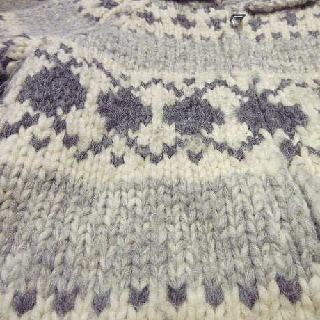 ビンテージ70’s●ノルディックラグランカウチンセーター●221224s3-m-cow 1970sジップアップショールカラーニットカーディガン