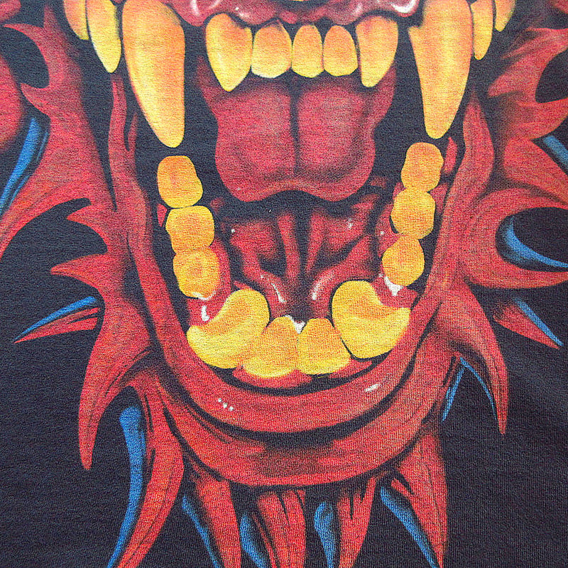ビンテージ90's○LIQUID BLUEドラゴンオーバープリントTシャツsize L