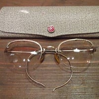 ビンテージ40's●ケース付きSHURON 12KGF RIMWAY FUL-VUE眼鏡●221222i12-eygls 1940s金張り彫金縁無しリムレスツーポイント