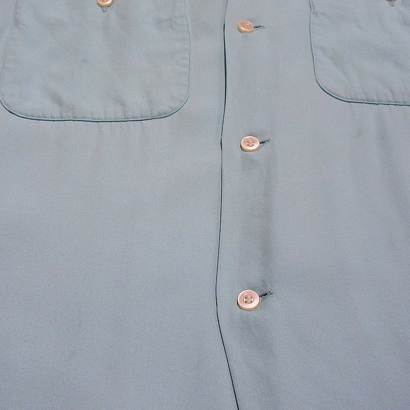 ビンテージ50's○ARROWレーヨンループカラー長袖シャツ水色size 16-35