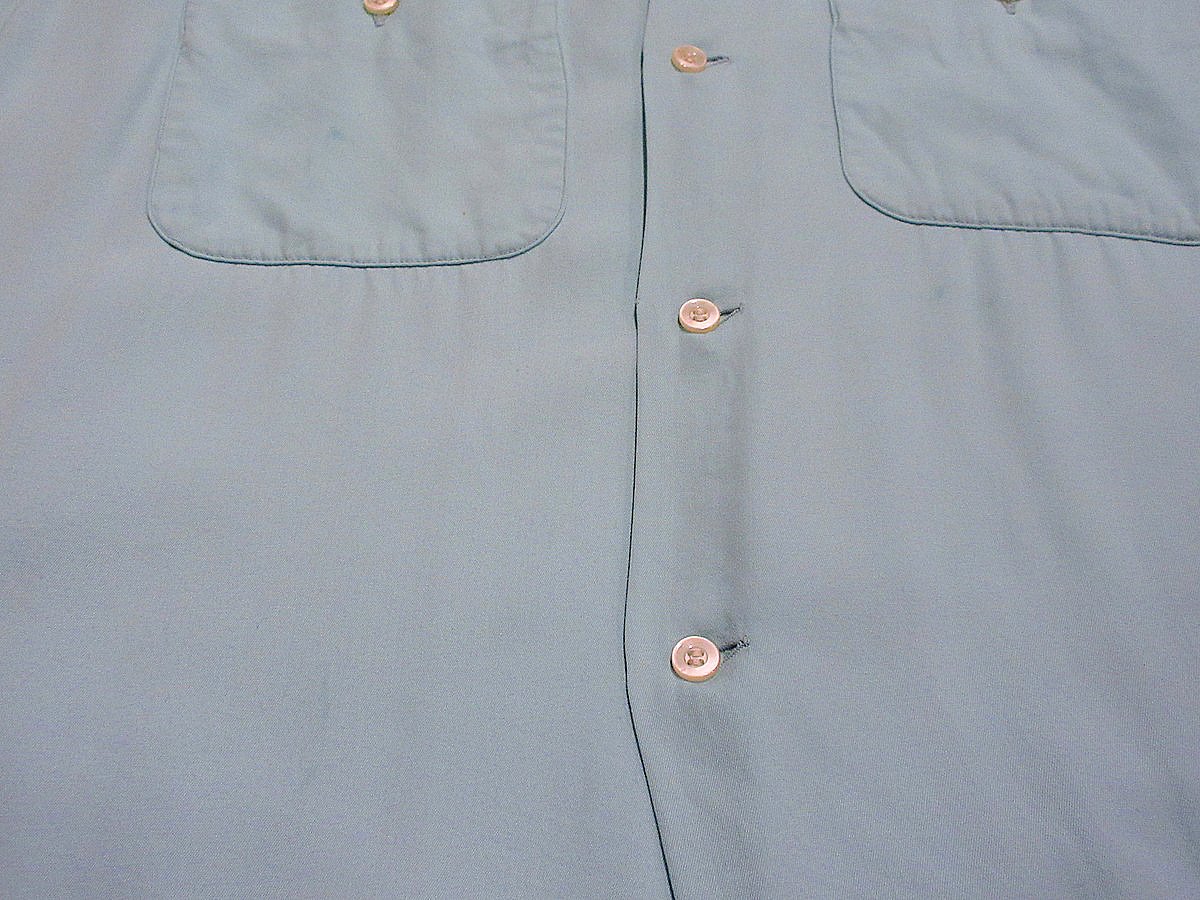 ビンテージ50's○ARROWレーヨンループカラー長袖シャツ水色size 16-35