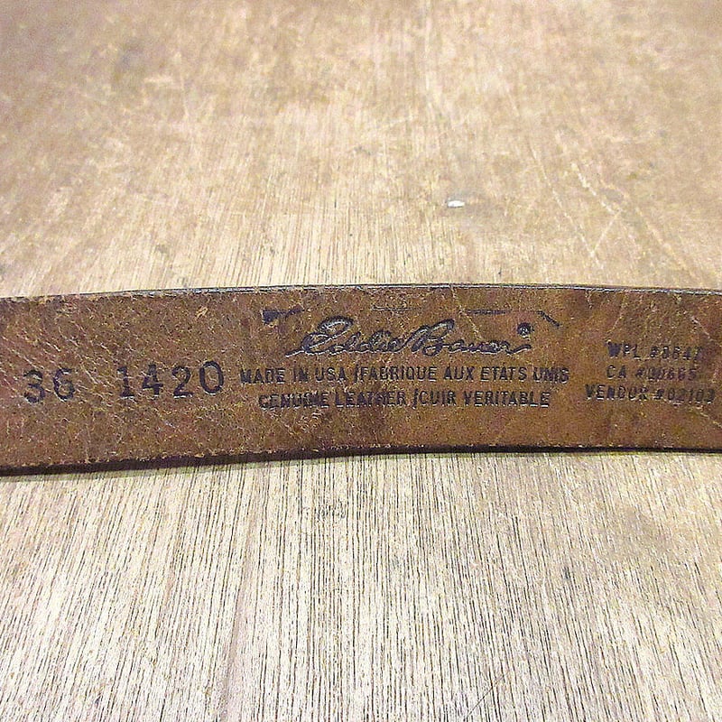【USA製】Eddie Bauer ヴィンテージ レザーベルト ブラック 黒 ee82753915d4c0b96edc75dd0eb21a