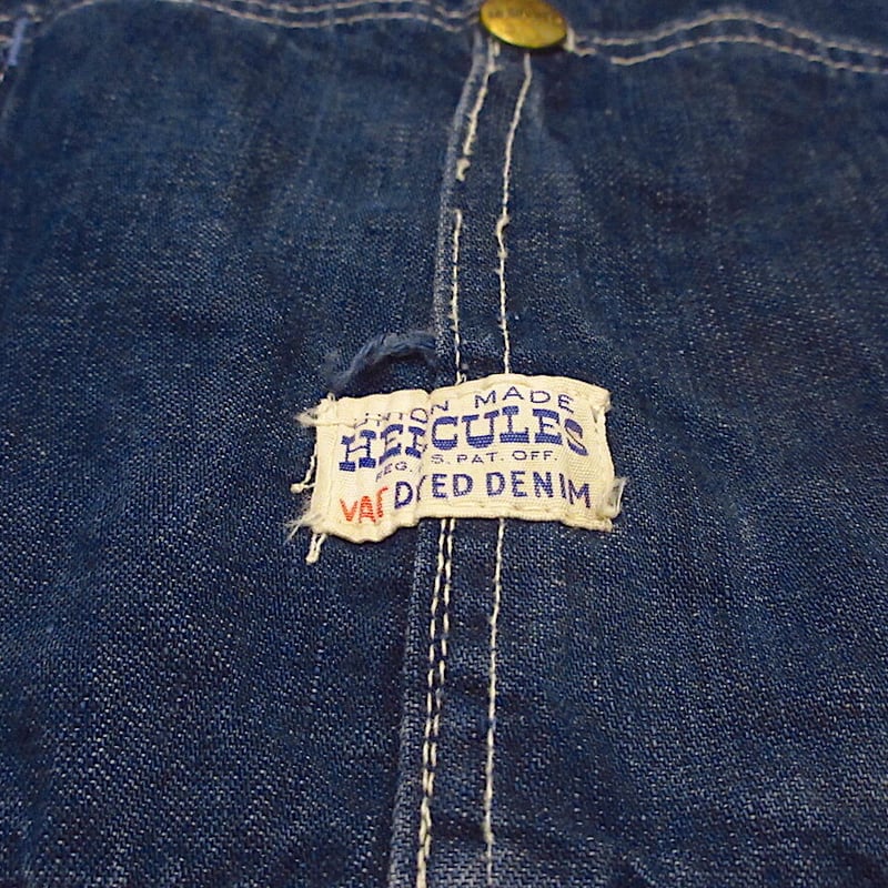 ビンテージ50's○HERCULESローバックバットダイデニムオーバーオール