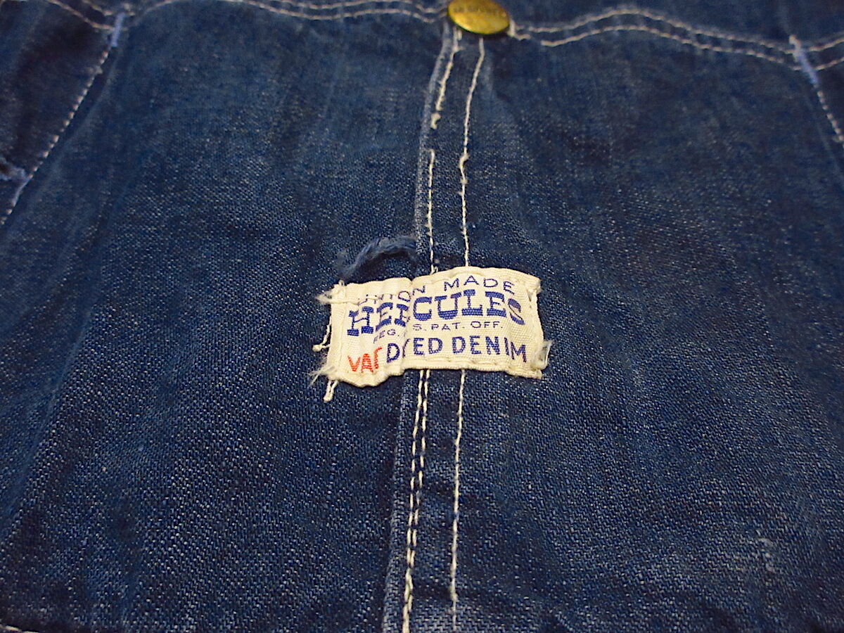 ビンテージ50's○HERCULESローバックバットダイデニムオーバーオール