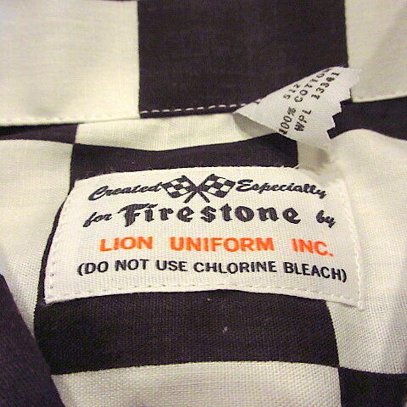 ビンテージ60's○DEADSTOCK Firestoneチェッカーフラッグシャツsize S