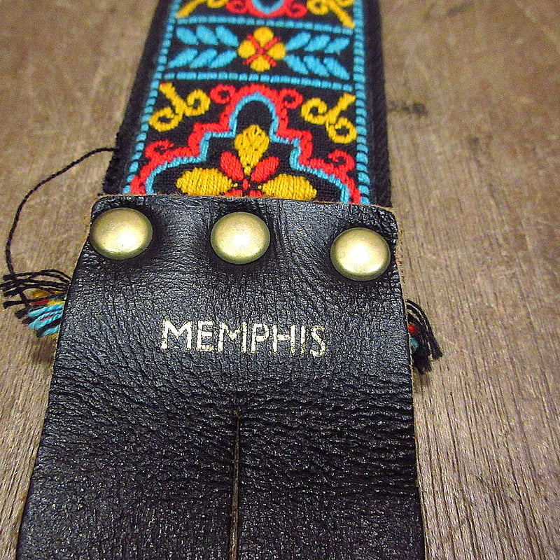 ビンテージ70's○MEMPHISレトロ総柄ギターストラップ○210402n8