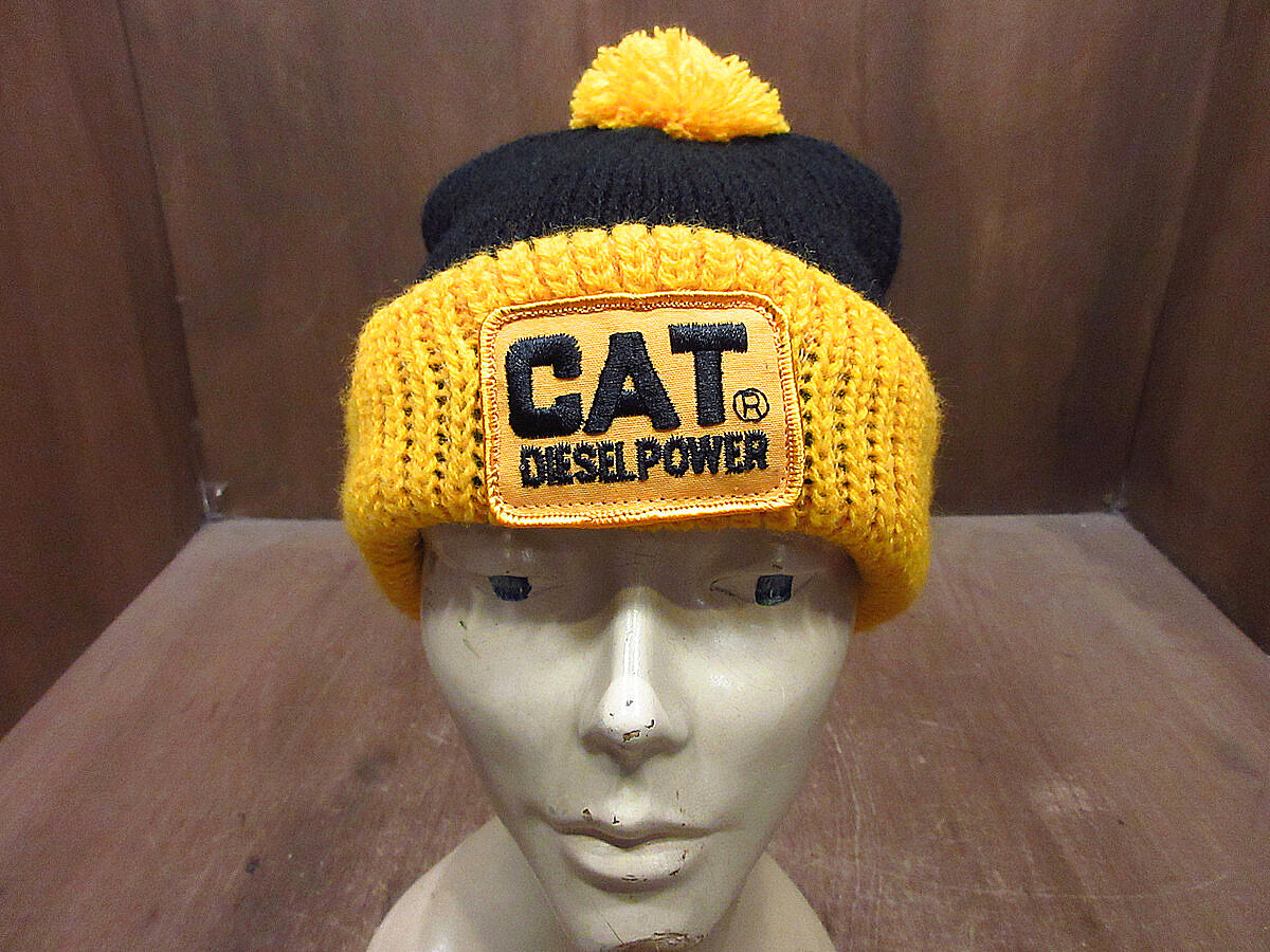 ビンテージ70's80's○CATツートンニット帽黄×黒○231003i3-m-cp ビンテージ70's80's○CATツートンニット帽黄×黒○231003i3-m-cp
