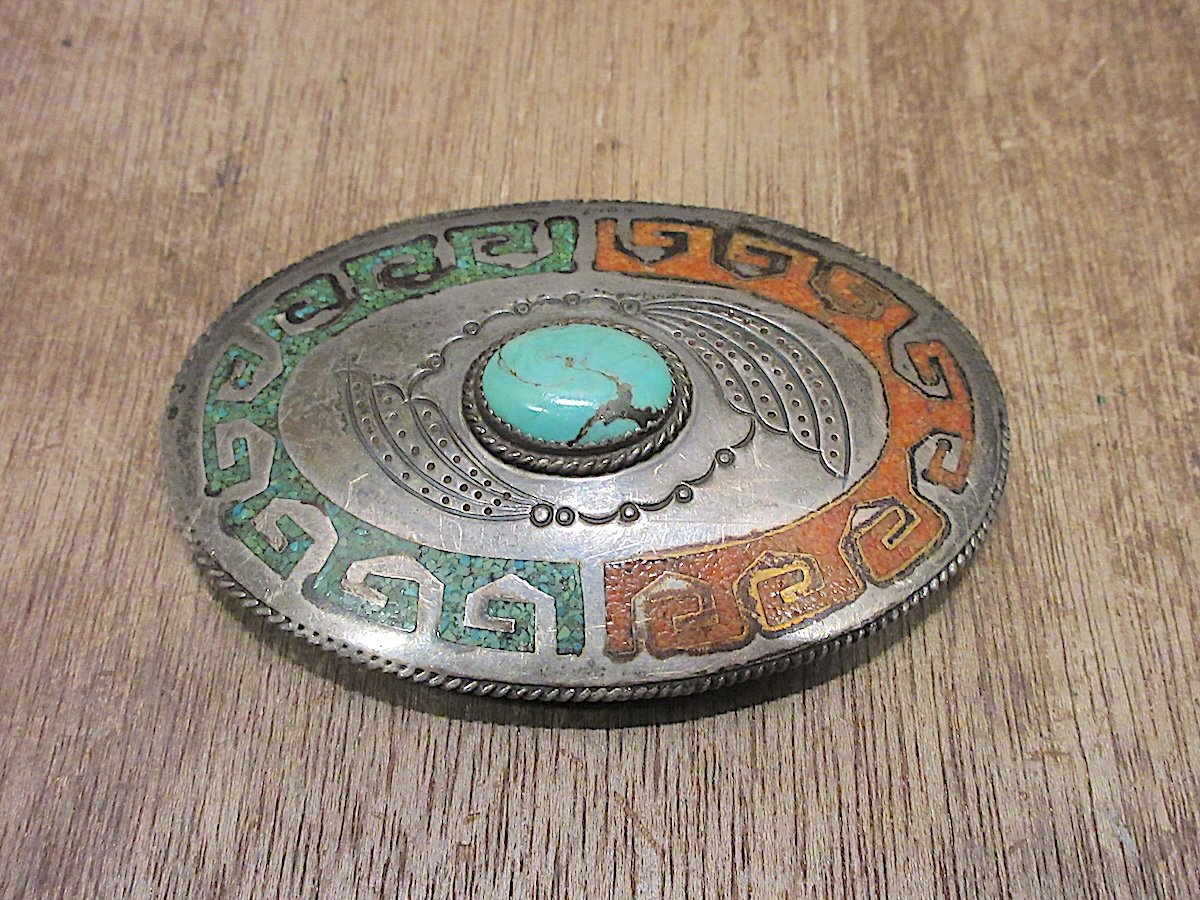 ターコイズ　SILVER 925 バックル　vintage 楽天市場】バックル ターコイズ ハンドメイドSilver925 ブルー