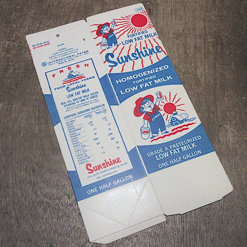 ビンテージ60's○DEADSTOCK Sunshineミルクカートン○260111z6-ot