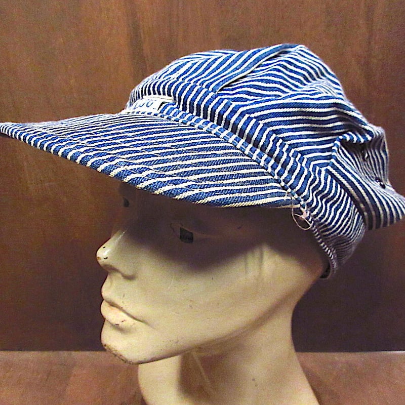 古着マン1960s Lee ヴィンテージ デッドストック ワークキャップ ビンテージ70's○Leeヒッコリーストライプワークキャップ○230416m5-m