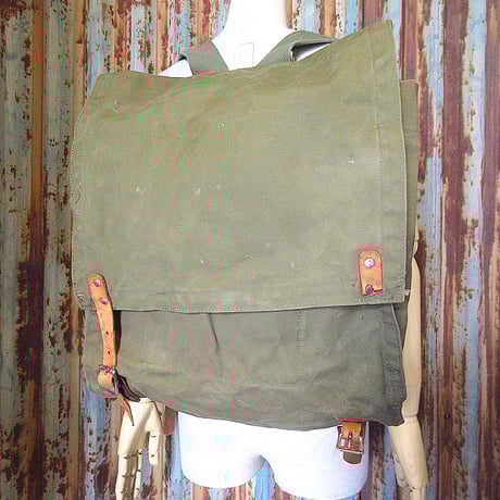 ビンテージ-60’s●キャンバスバックパックオリーブグリーン●250322k5-bag-bp -1960sコットンリュックサックかばん