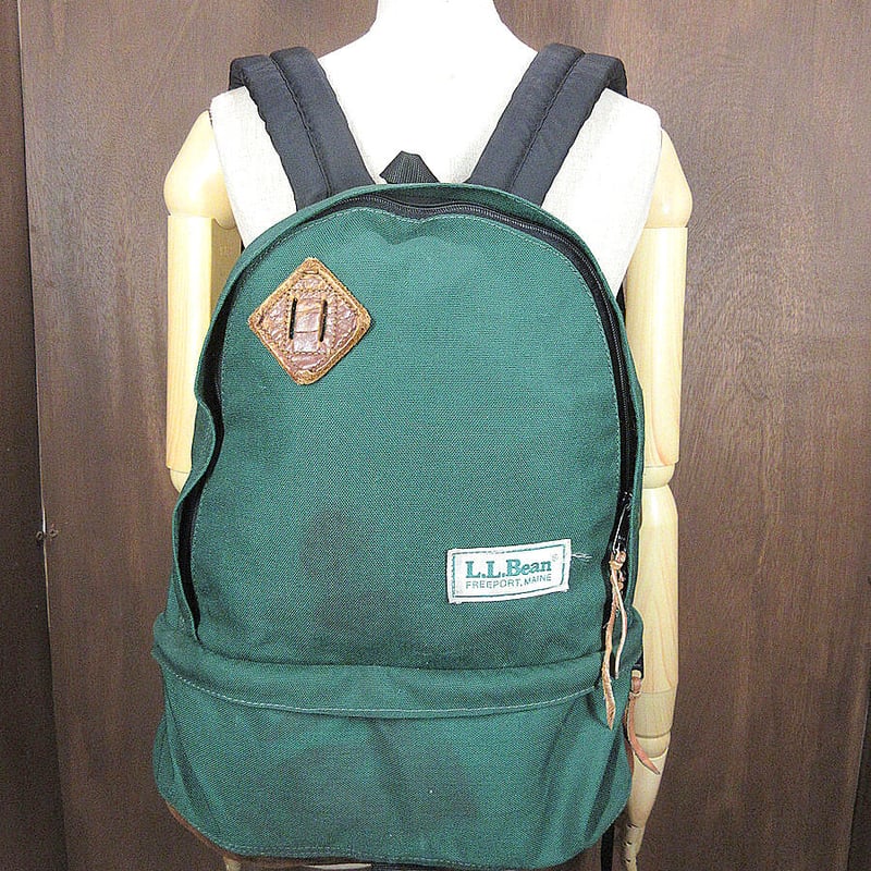 ビンテージ80's○L.L.Beanボトムスウェードバックパック緑