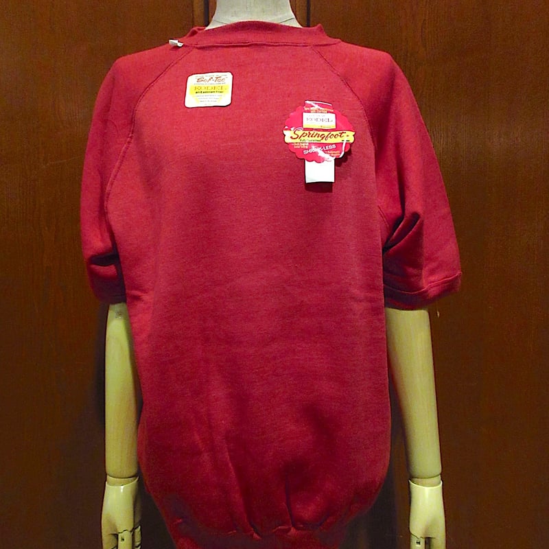 ビンテージ60's○DEADSTOCK Springfoot裏起毛半袖ラグランスウェット赤