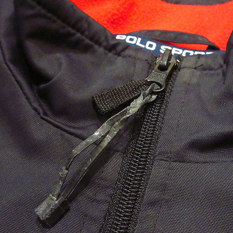 ビンテージ90's○POLO SPORT裏フリースナイロンジャケット黒size S