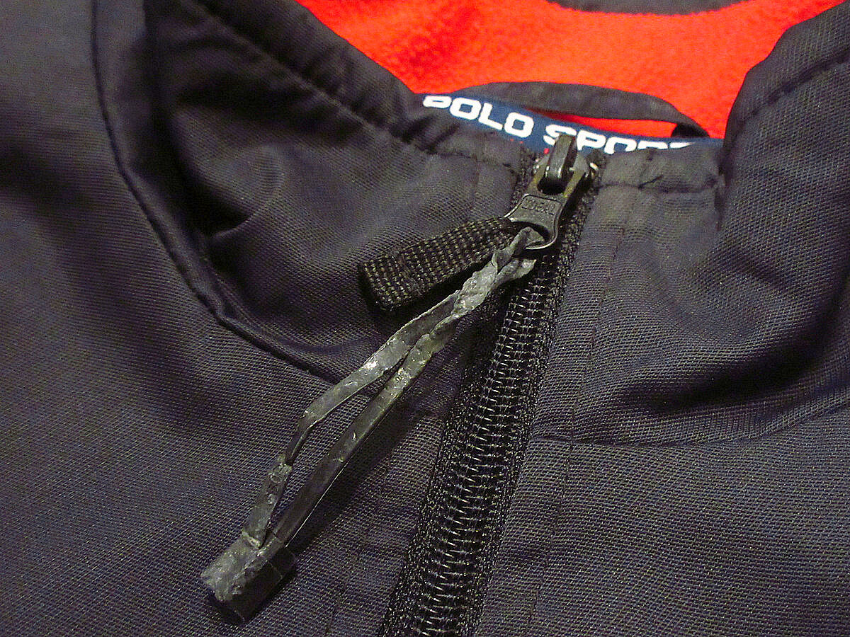 ビンテージ90's○POLO SPORT裏フリースナイロンジャケット黒size S