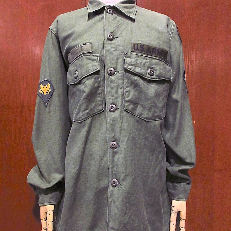 ビンテージ60's○U.S.ARMYコットンサテンユーティリティシャツsize 15