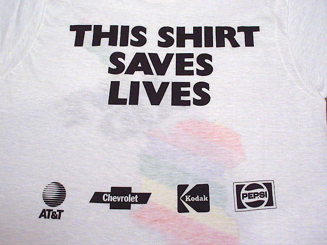 ビンテージ80's○DEADSTOCK LIVE AID両面プリントTシャツ白M○200809
