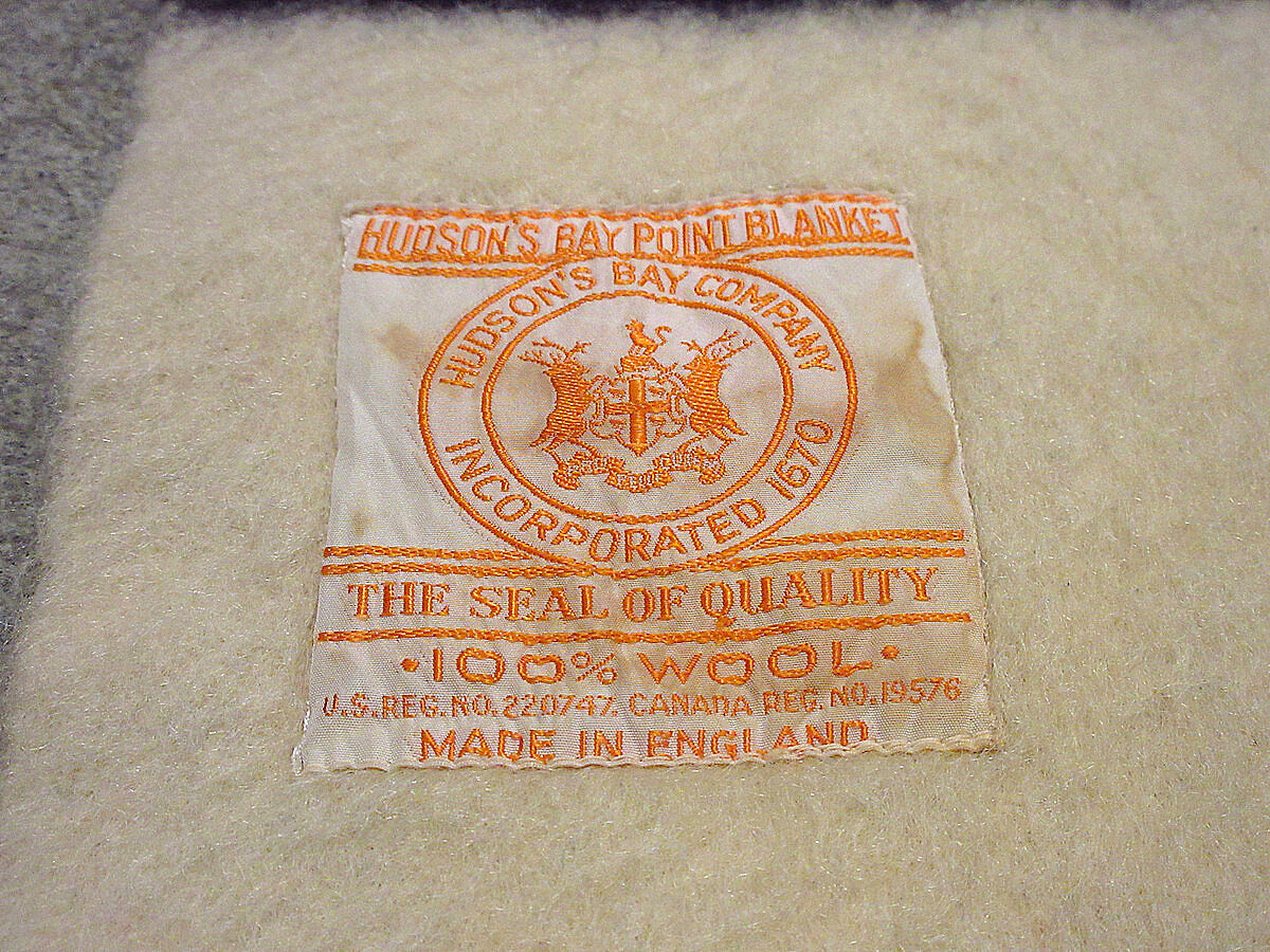 50's ハドソンズベイ　イングランド製　ブランケット　大判 60's 70's HUDSON'S BAY ハドソンズベイ マルチボーダーウール
