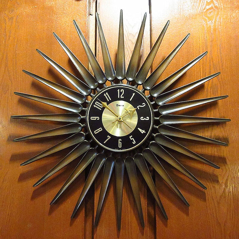 美品】60's Syroco サンバーストクロックミッドセンチュリー壁掛け時計