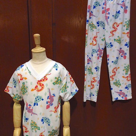 ビンテージ70's80's●TOM ＆ JERRYアニマル柄キッズパジャマセットアップsize 7●220929c5-k-stup 1970s1980s爬虫類ツーピース