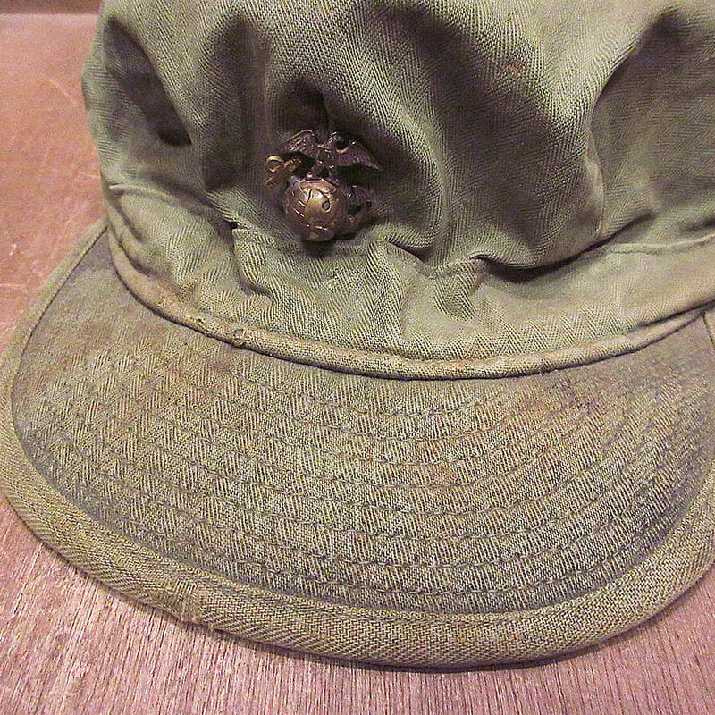 ビンテージ40's○USMCピンズ付きHBTフィールドキャップ