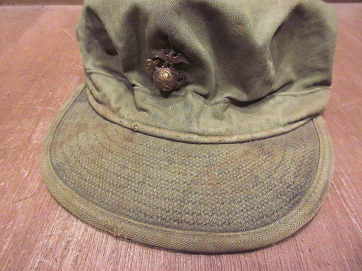 ビンテージ40's○USMCピンズ付きHBTフィールドキャップ