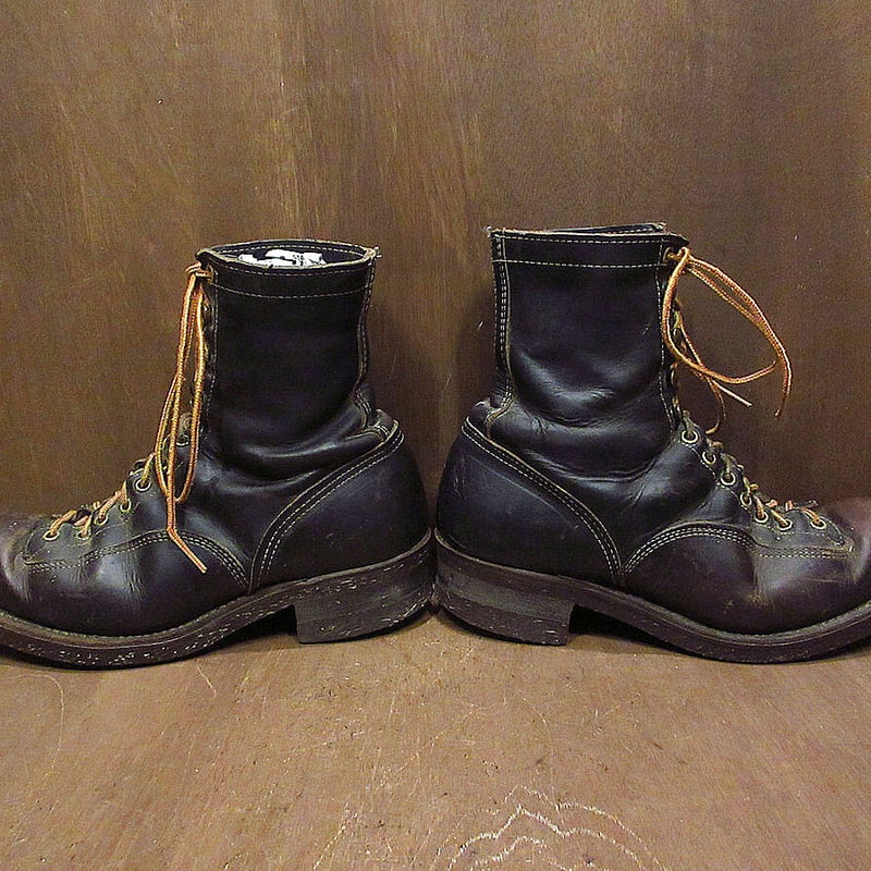 ビンテージ-70's○レースアップワークブーツ茶芯size 26cm