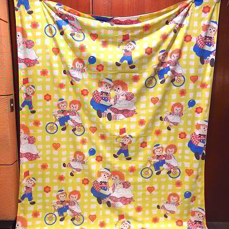 ビンテージ70's●ラガディアン&アンディベッドシーツsize 244cm×185cm●220721c5-otclct ベッドカバーファブリック寝具