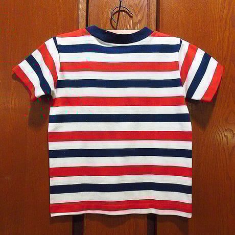 ビンテージ70's●キッズトリコロールボーダーTシャツ●220815i2-k-tsh 1970s子供服半袖
