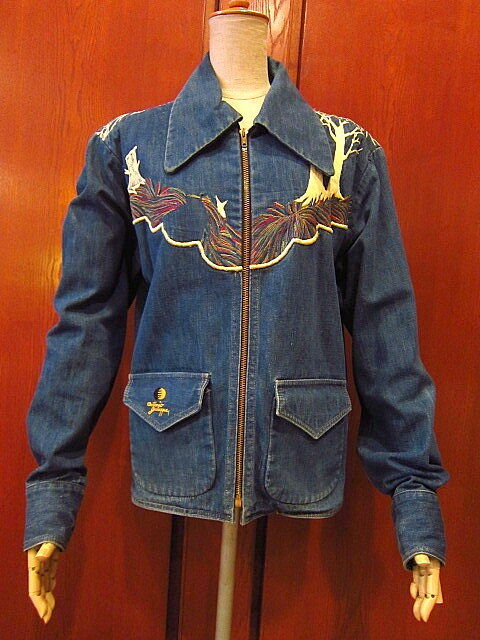 ビンテージ 　アントニオ ジュゼッペ 　デニムジャケット ビンテージ70's○Antonio Guiseppeバンビ刺繍入りデニム
