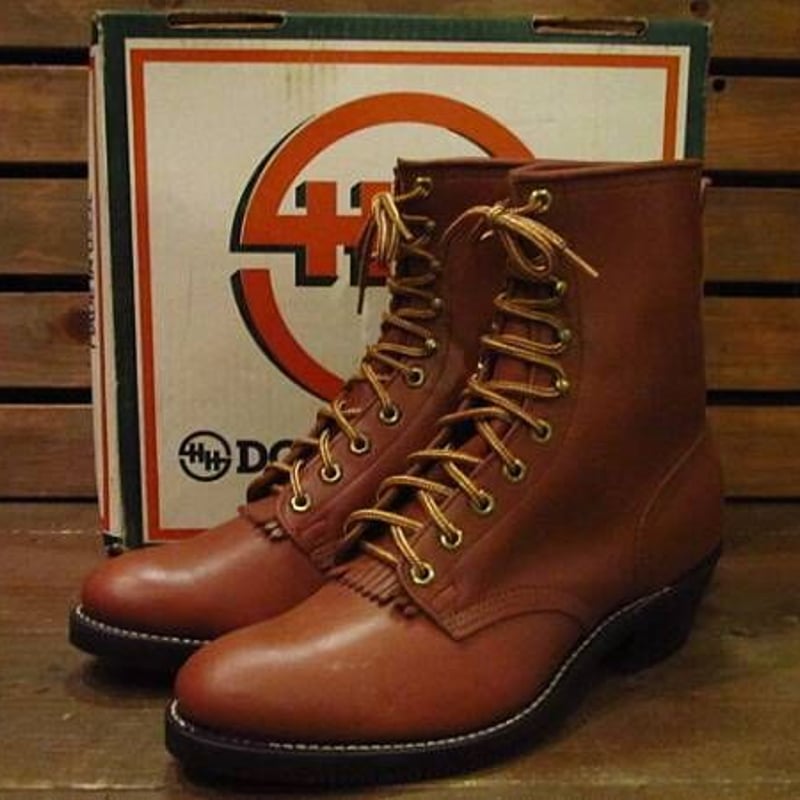 ビンテージ80's90's○DEAD STOCK DOUBLE-Hロガーブーツ茶10D○210