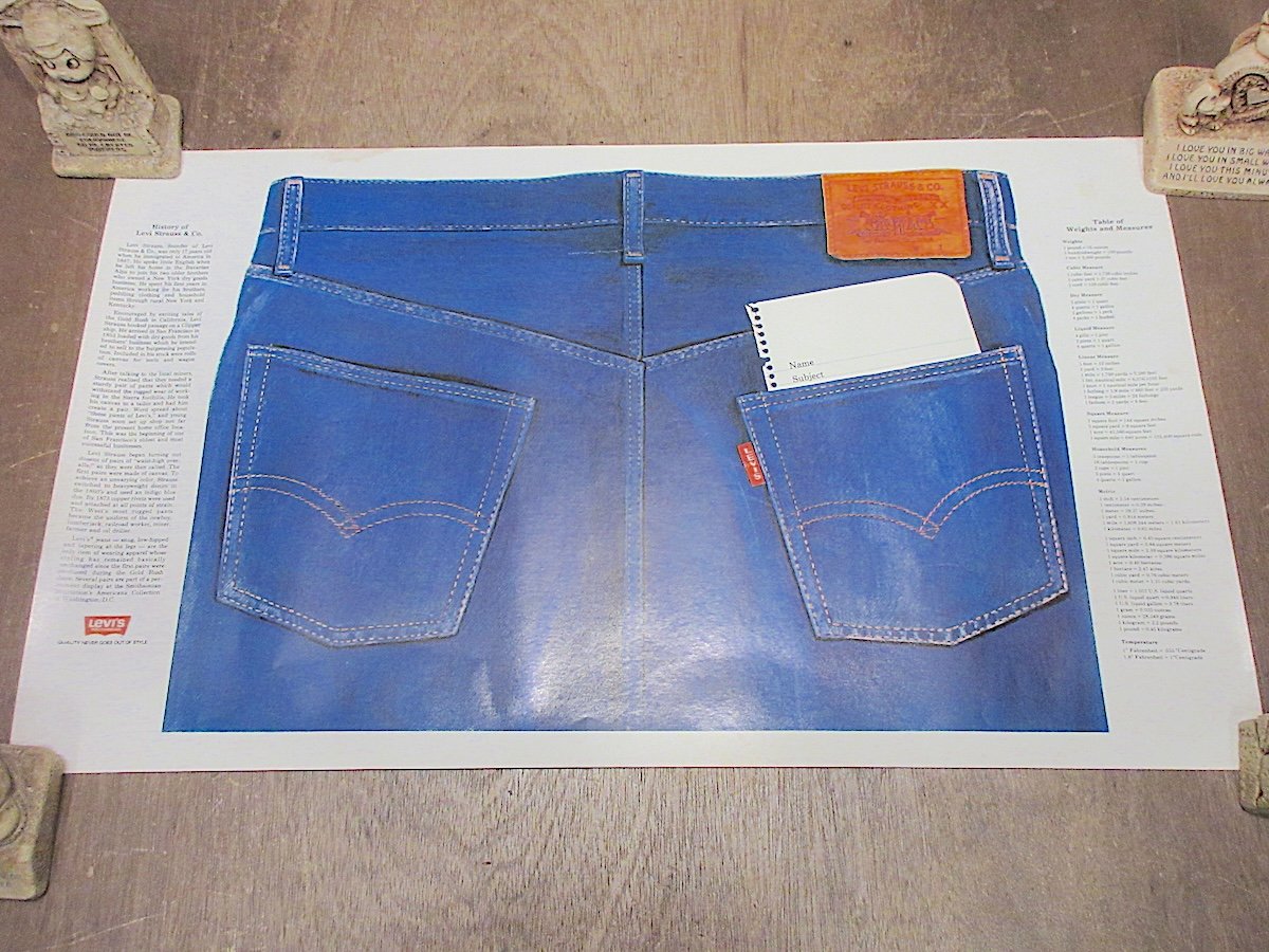 ビンテージ70's○Levi's BIG E 501アドバタイジングポスターA○260225z