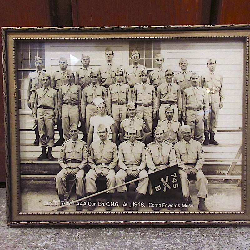 ビンテージ40's○額入りミリタリーフォト○250627z5-sign集合写真