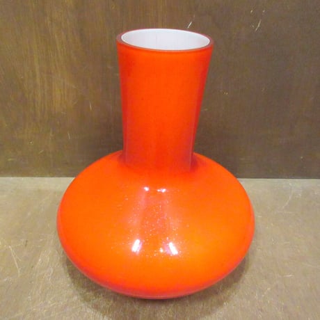 ビンテージ●ガラスフラワーベース橙●221015m2-objオブジェ置物インテリア花瓶アメリカン雑貨