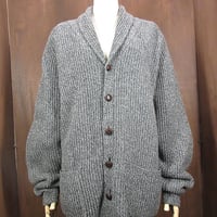 ビンテージ80's●LANDS' ENDエルボーパッチ付きショールカラーウールカーディガングレーsize L●241221i2-m-cdgランズエンドニット