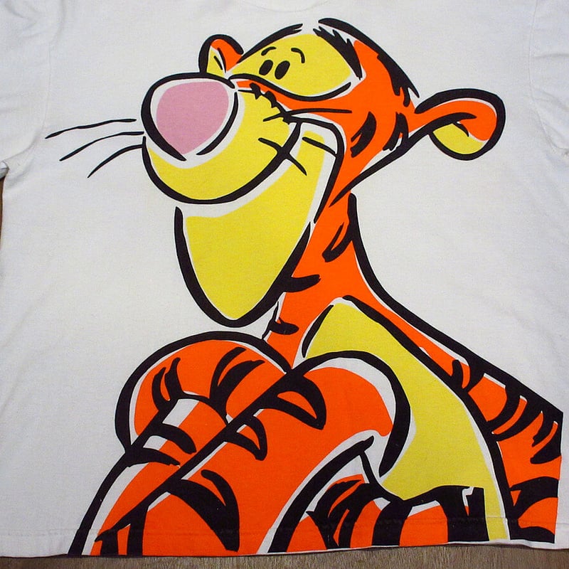 ビンテージ90's○ティガー特大プリントTシャツ白○210515n2-m-tsh-ot