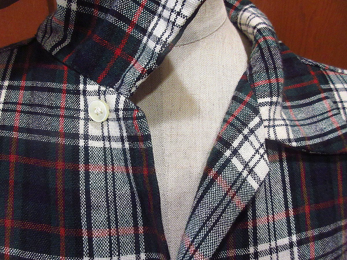 ビンテージ50's60's○チェックウール長袖ループカラーシャツ ビンテージ50's60's○チェックウール長袖ループカラーシャツ