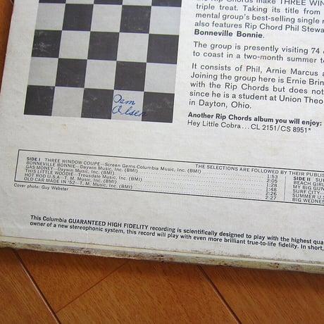 THE RIP CHORDS●THREE WINDOW COUPE COLUMBIA CL 2216●210806t1-rcd-12-rkレコード米盤US盤米LPオリジナルモノmonoサーフロック