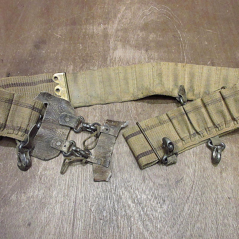 ビンテージ○PAT.MILLS & ORNDORFFガンベルト カーキ○240206j1-bl 