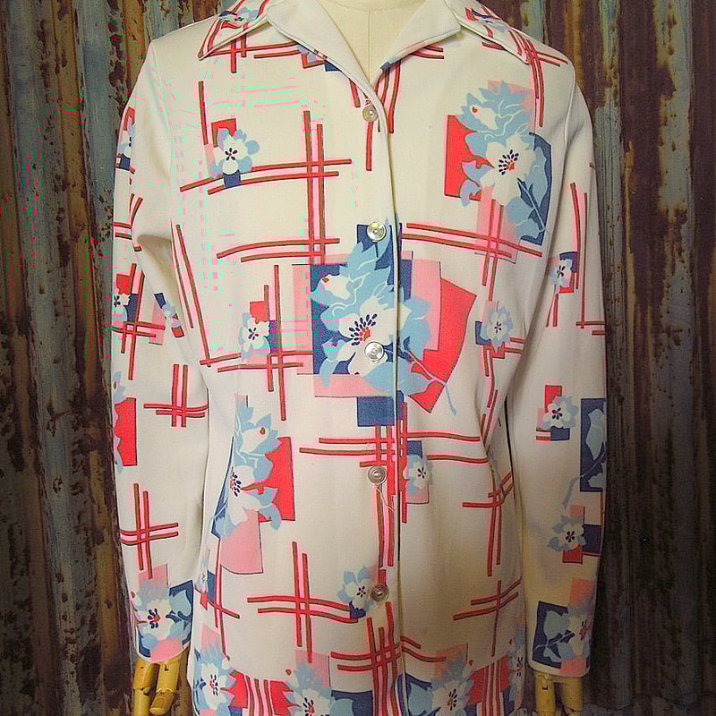 ビンテージ70's○レディース総柄長袖シャツ○241109j6-w-lssh ビンテージ70's○レディース総柄長袖シャツ○241109j6-w-lssh