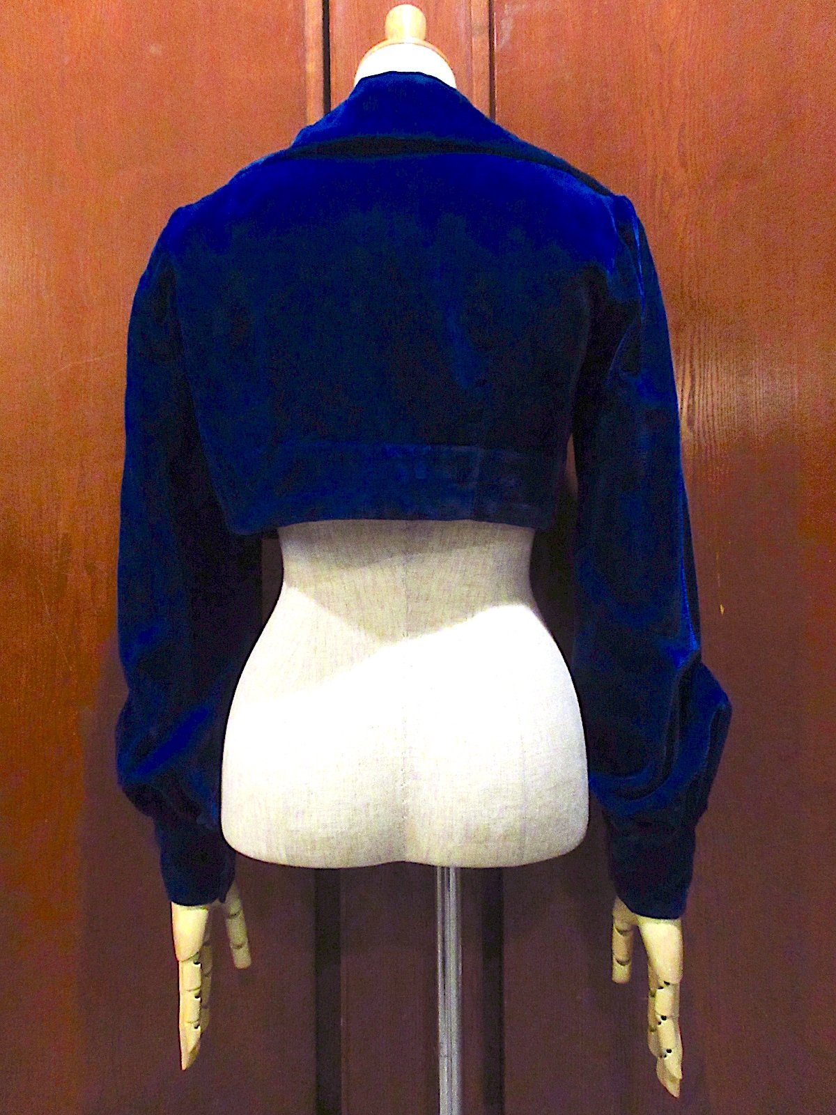 A/P ベロアボレロ　青 ビンテージ~40's○レディースベロアボレロ青○250614m6-w-cdgトップス