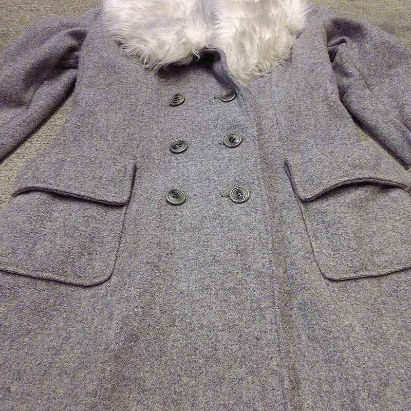 ビンテージ70's○Searsレディースフェイクファーショールカラーウール