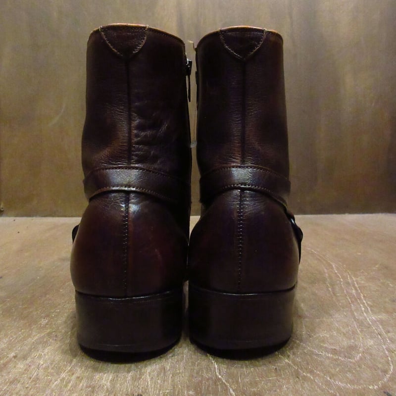 ビンテージ70's○Wrightレザーサイドジップブーツ赤茶size 7D