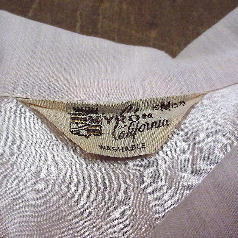 50's MYRON of California イエロー×ブラウン シャツ ビンテージ50's○MYRON OF Californiaコットンループカラーシャツ薄