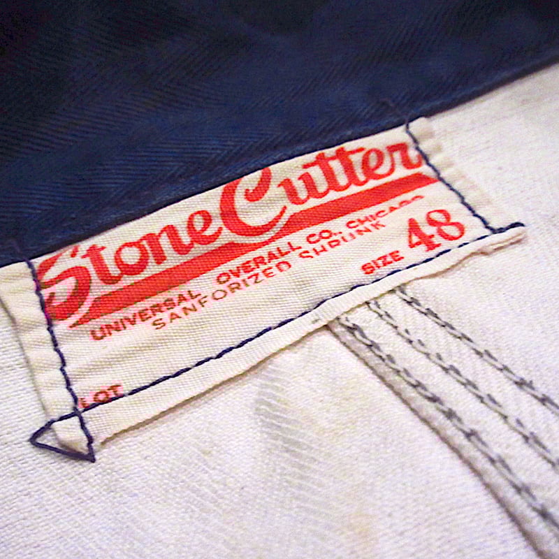 ビンテージ40's50's○Stone Cutterヘリンボーンショップコート白 ビンテージ40's50's○Stone Cutterヘリンボーンショップコート白