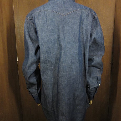 ビンテージ70's●DEADSTOCK MAVERICKデニムウエスタンシャツsize 16/33●250220j6-m-lssh-wstn古着1970sウエスタンシャツ